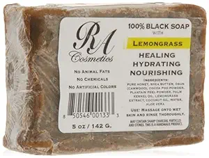 100% African Black Soap Bar w/ Lemongrass - Image 3