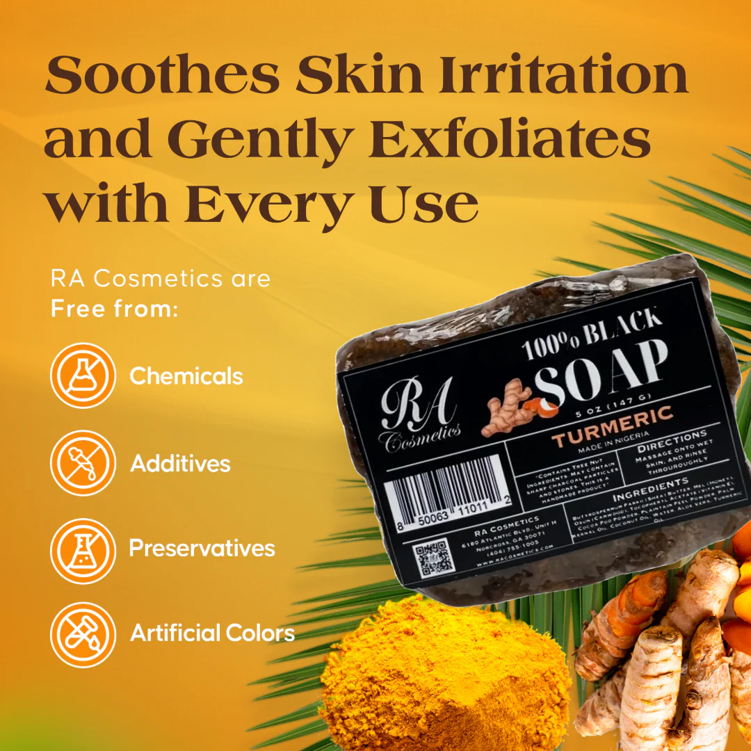 100% African Black Soap Bar w/ Turmeric Oil - Image 13