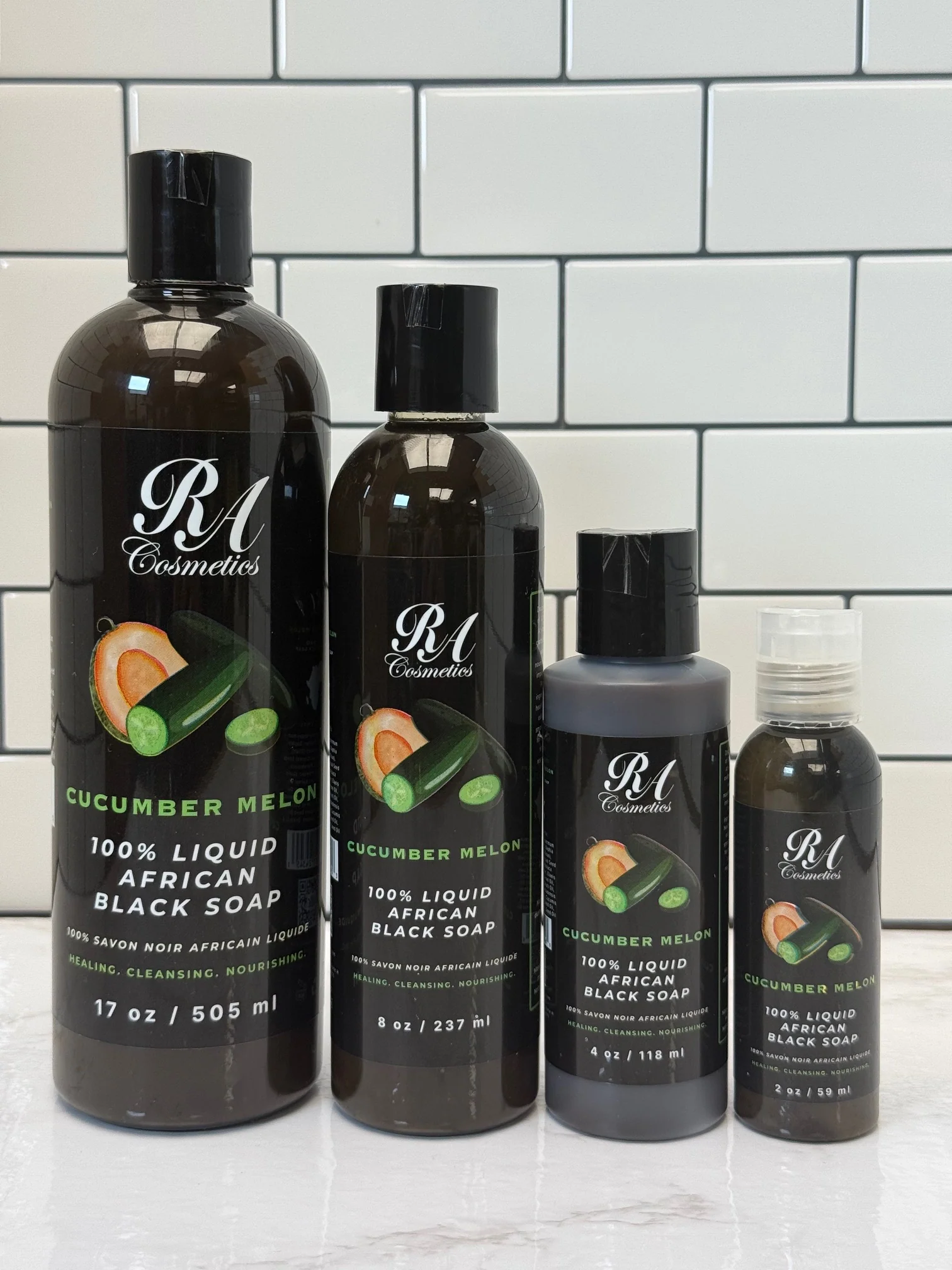 Liquid 100% African Black Soap w/ Cucumber Melon - Image 8